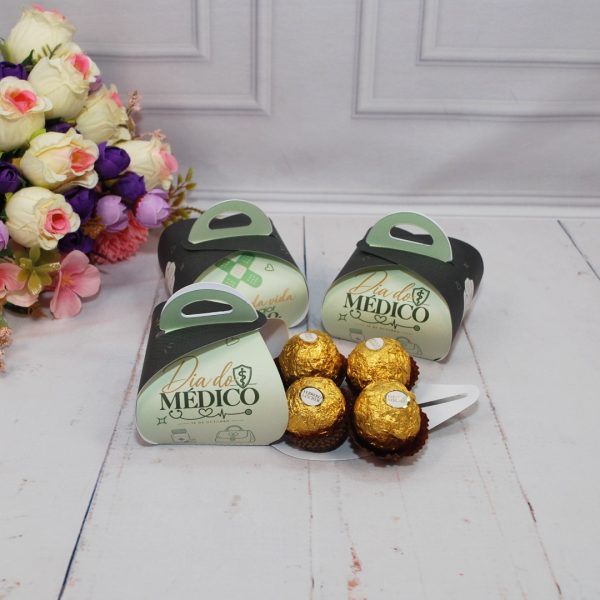 Dia do Médico Caixinha com Alça para 4 Ferrero Rocher ou Sabonete