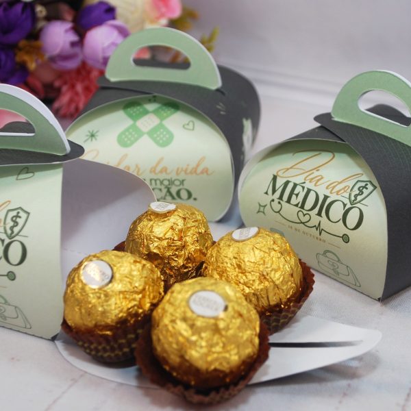 Dia do Médico Caixinha com Alça para 4 Ferrero Rocher ou Sabonete