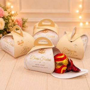 Lembrancinha de Natal Dourado Caixinha Porta Bombom
