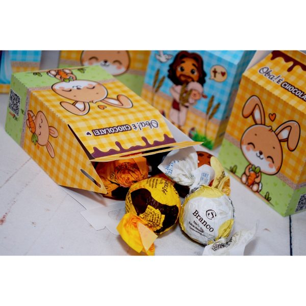 Páscoa Caixinha com Alça para Doces e Mimos Tema Coelhinho ou Cristã