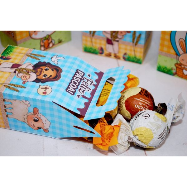 Páscoa Caixinha com Alça para Doces e Mimos Tema Coelhinho ou Cristã