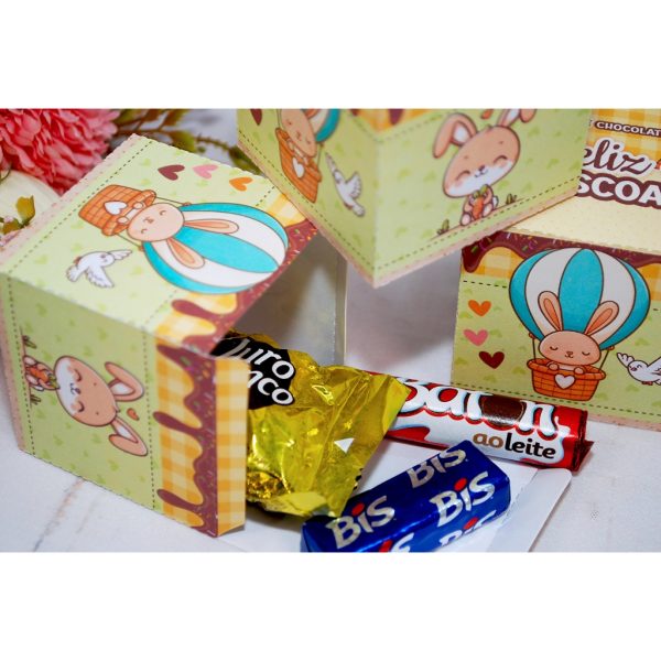 Páscoa Caixinha Modelo Cubo Tema Coelhinho ou Cristã