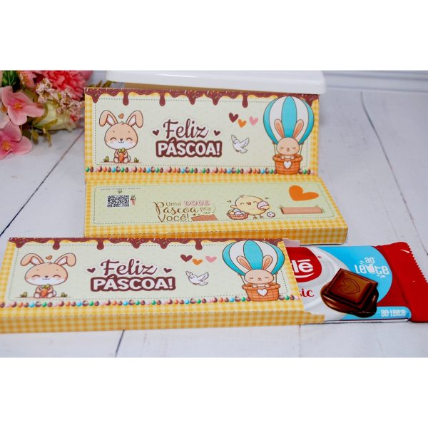 Páscoa Caixinha para Barra de Chocolate 90g Tema Coelhinho ou Cristã