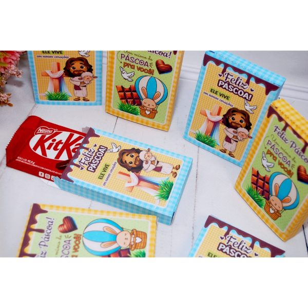 Páscoa Caixinha para Kit Kat Tema Coelhinho ou Cristã