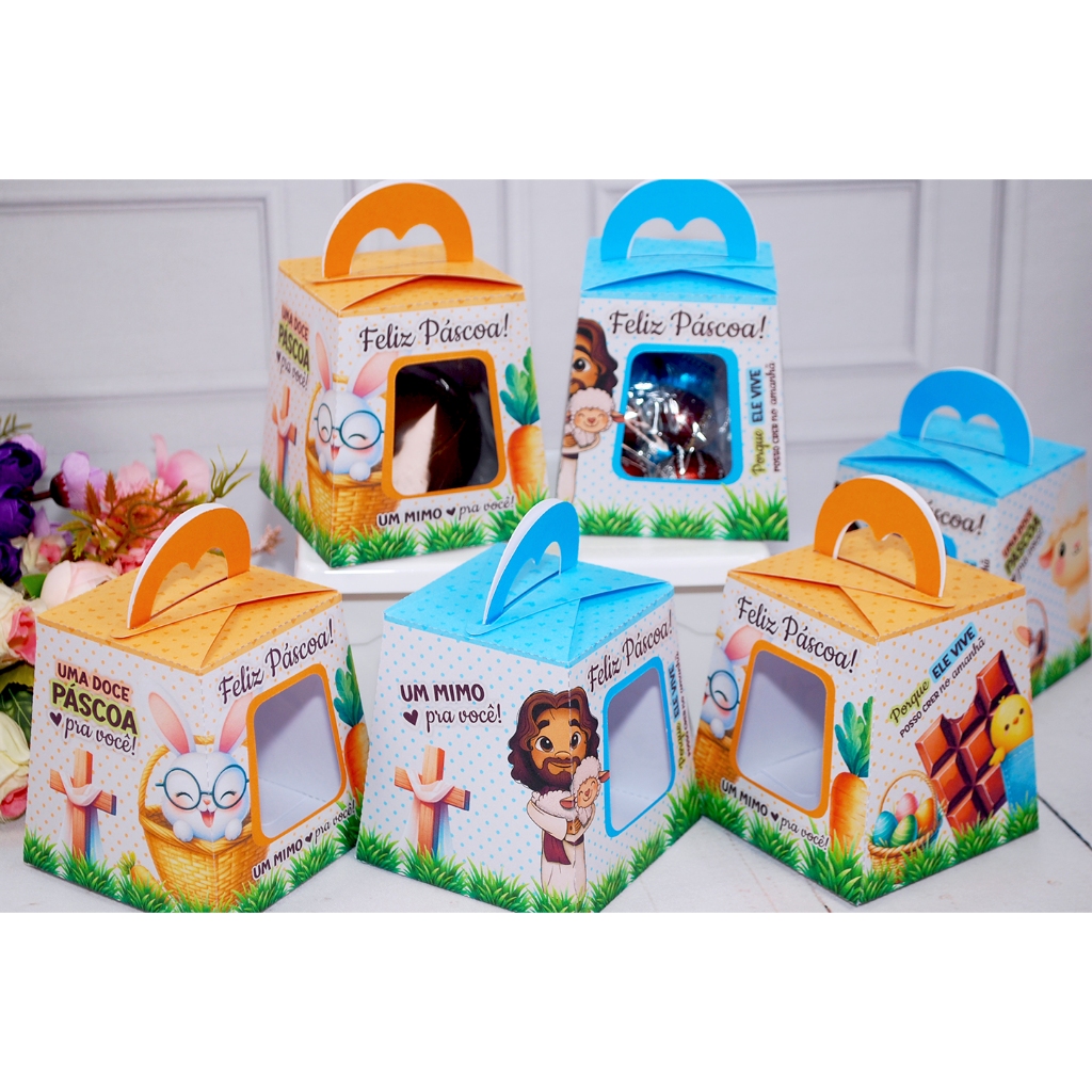 Páscoa Caixinha para Mini Ovos Tema Coelhinho ou Cristã montada