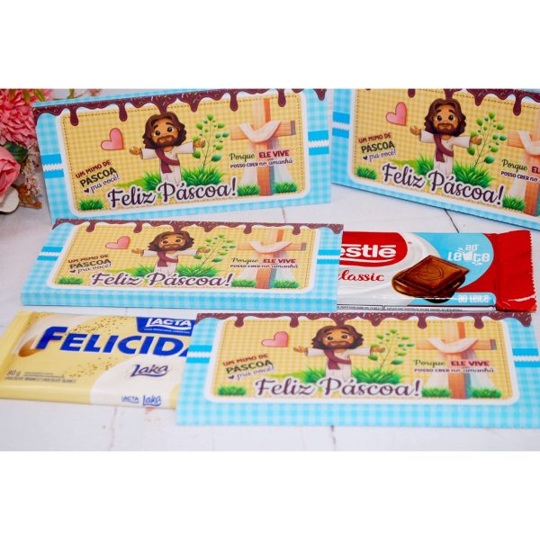 Páscoa Capinha para Barra de Chocolate 90g Tema Coelhinho ou Cristã
